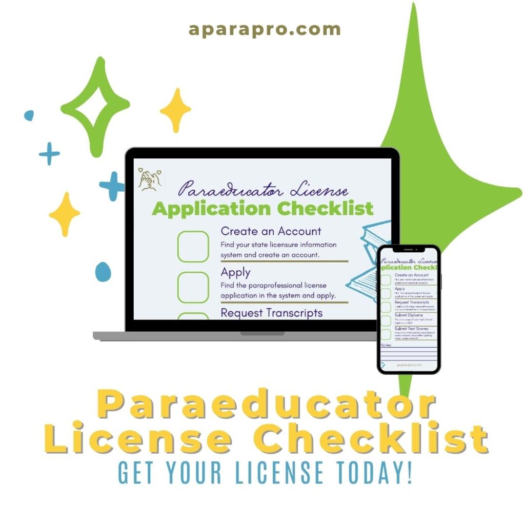 paraeducator license checklist - a para pro freebie