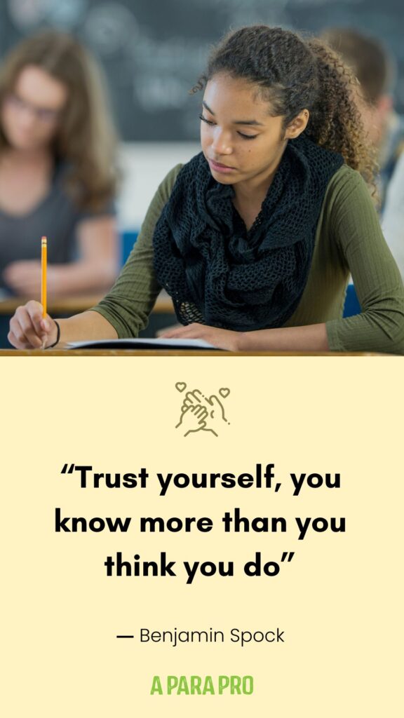 Quote for Exams to encourage paraeducators by A Para Pro